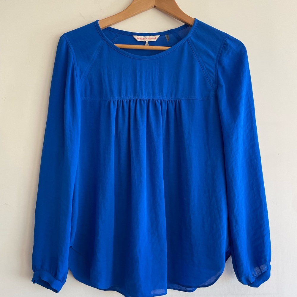 Rebecca Taylor bright blue long sleeve top Size 2
